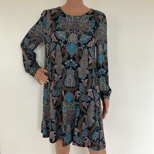 LOFT Long Sleeve Paisley Print Dress